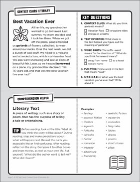 Best Vacation Ever: Context Clues Task Card | Printable ...