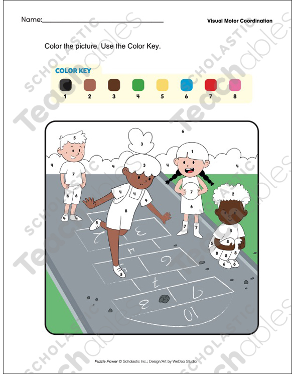 Hopscotch Color-by-Number (Visual Motor Coordination) | Printable