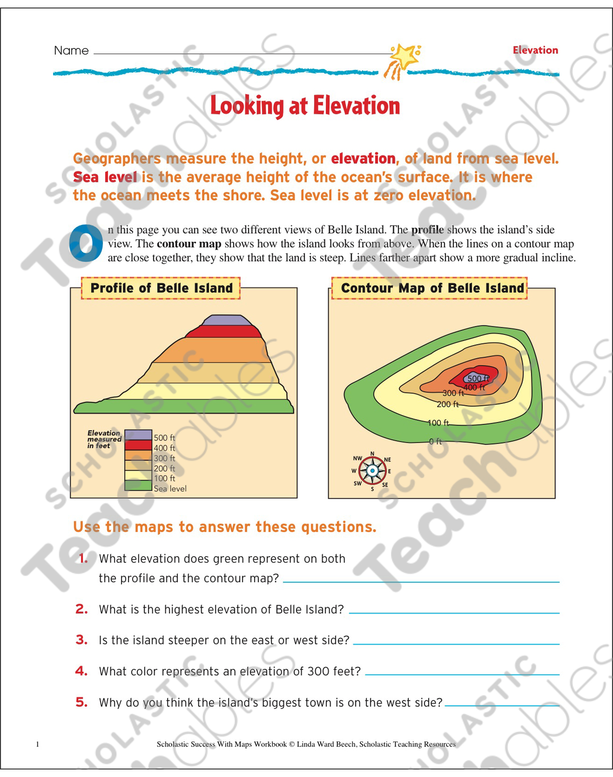 I 5 Elevation Map Looking At Elevation: Map Skills | Printable Maps, Skills Sheets