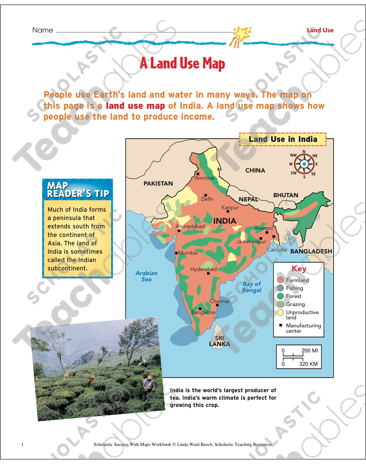 A Land Use Map: Map Skills | Printable Maps, Skills Sheets