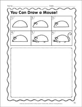 how to draw a mouse for kids step by step