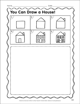  Draw  a House  in 6 Steps Follow the Directions Printable 