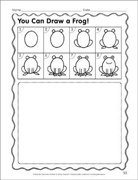 Draw A Frog In 8 Steps Follow The Directions Printable Lesson