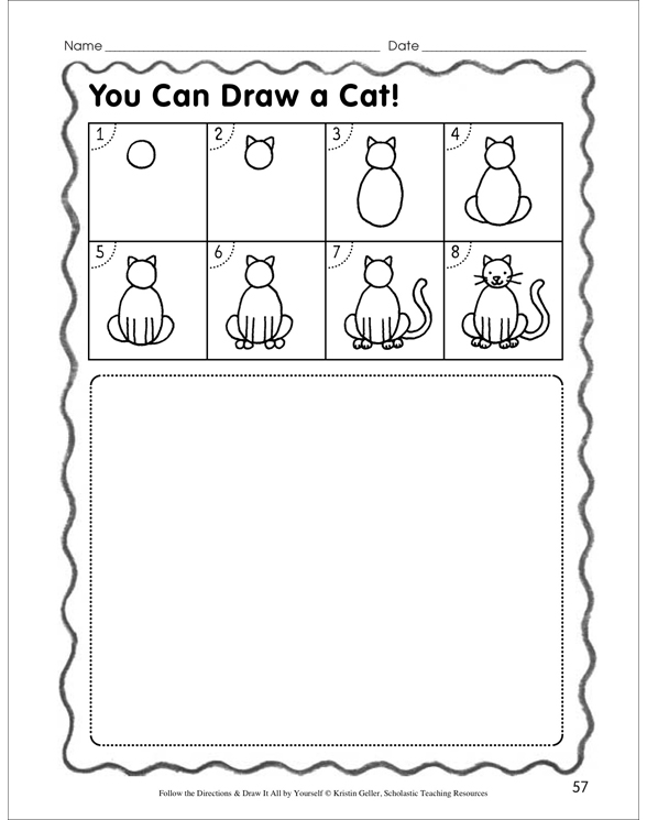 Draw a Cat in 8 Steps: Follow the Directions | Printable Lesson Plans ...