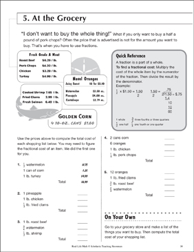 At the Grocery: Real-Life Math | Printable Skills Sheets