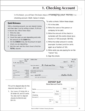 Checking Account: Life Skills Practice (Math) | Printable Skills Sheets