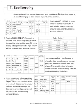Bookkeeping Life Skills Practice Math Printable Skills