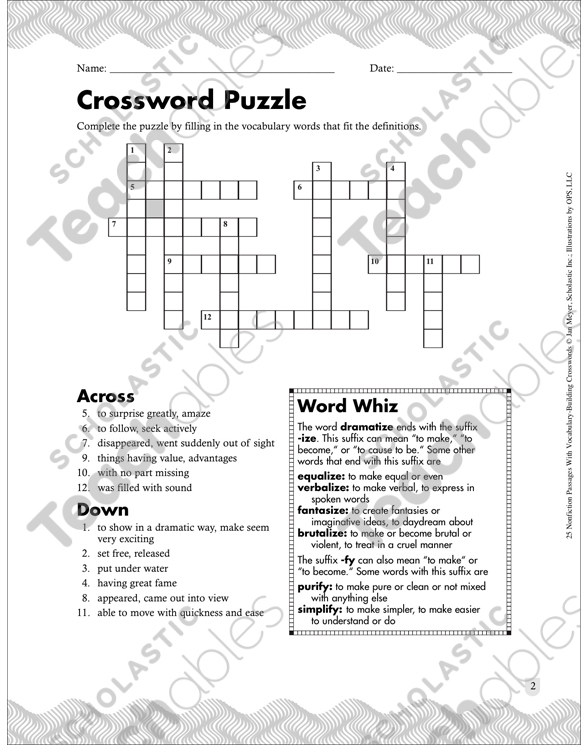 Harry Houdini: Passage With Crossword | Printable Crossword ...