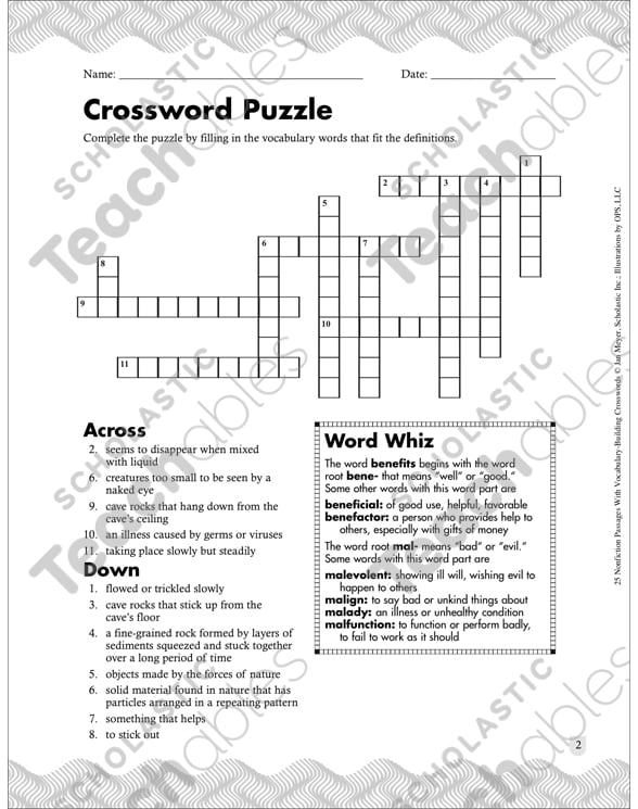 Journey Into the Earth: Passage With Crossword | Printable ...