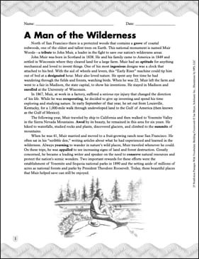 A Man of the Wilderness: Passage With Crossword | Printable ...