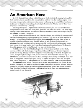 An American Hero: Passage With Crossword | Printable ...