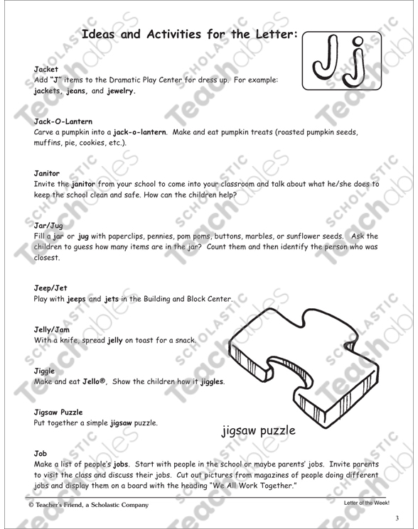 The Letter Jj Alphabet Unit Printable Flash Cards and Skills Sheets