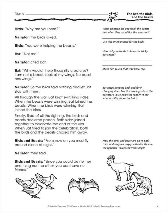 The Bat, the Birds, and the Beasts: Fluency-Building Practice ...