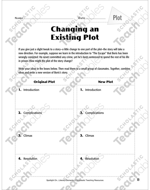 The Escape By J B Stamper Plot Spotlight On Literary Elements Printable Texts Skills Sheets