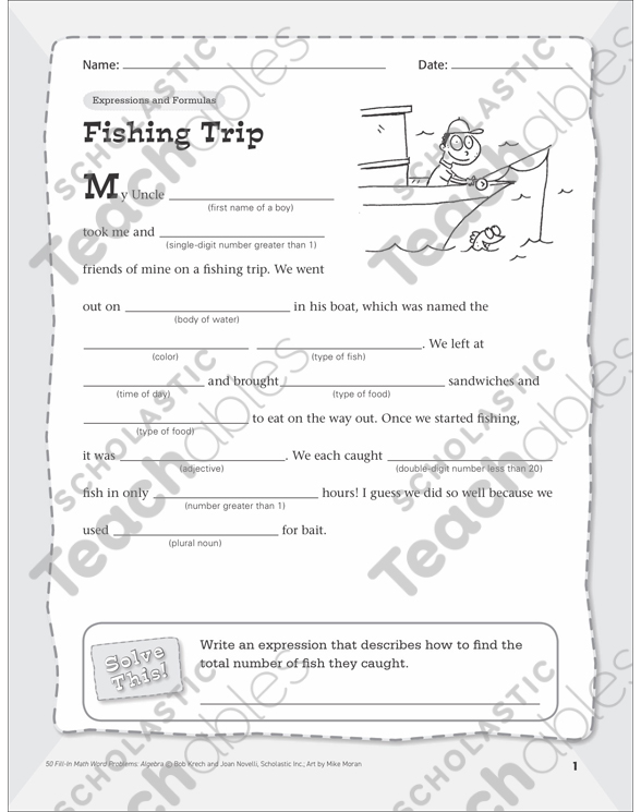 Fishing Trip: Fill-In Word Problems