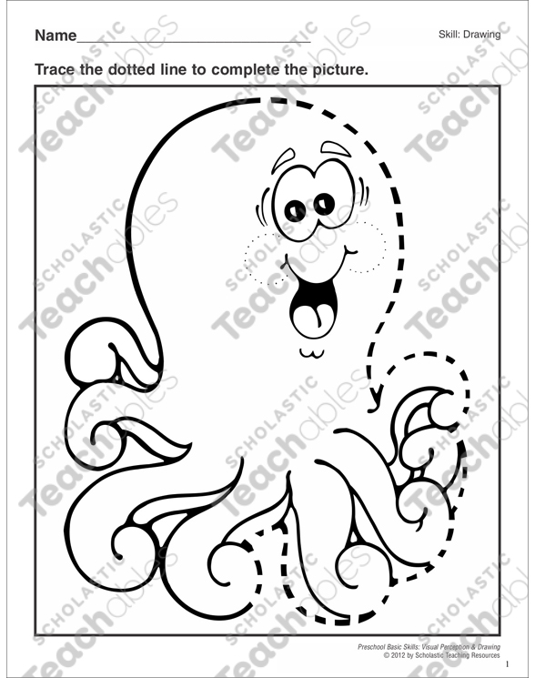 completing the picture octopus preschool basic skills drawing printable skills sheets