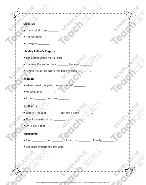 Zipping Zapping Zooming Bats Response Trifold Printable Skills Sheets
