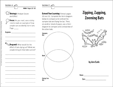 Zipping Zapping Zooming Bats Response Trifold Printable Skills Sheets