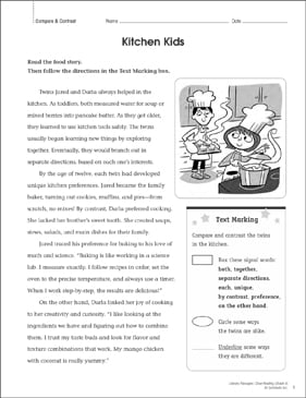 Kitchen Kids: Close Reading Passage | Printable Lesson Plans, Ideas and