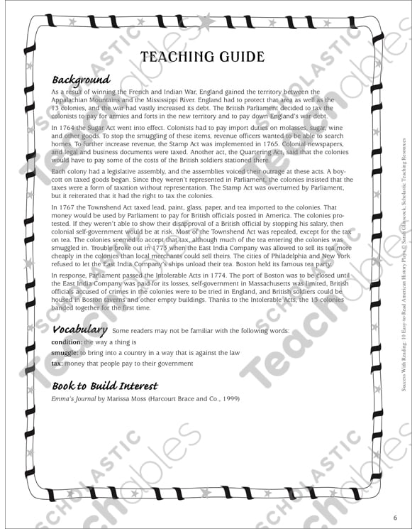 Tea Overboard The Boston Tea Party 1773 Play Printable Texts