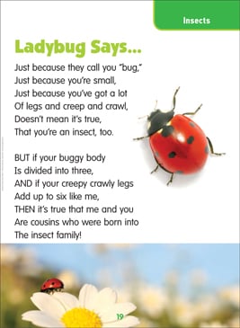 printable free books 1 grade Ladybug Printable Says Science Lesson :  Plans  Poem