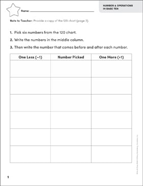 One More or Less: Write & Draw Math | Printable Skills Sheets