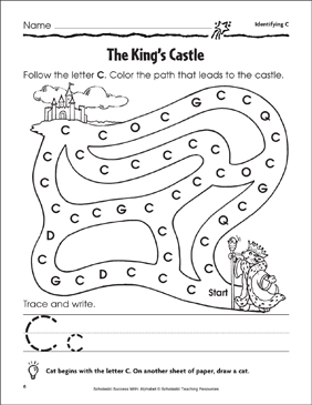king s castle identifying c k printable mazes skills sheets