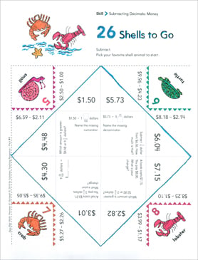 Shells to Go (Subtracting Decimals: Money): Fun-Flaps Math Manipulative