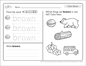 Read & Write Color Mats: Brown | Printable Skills Sheets