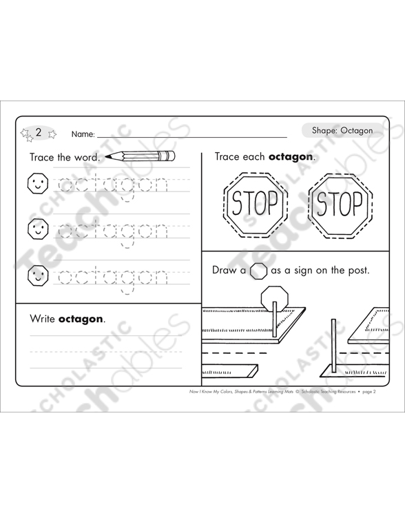 Read & Write Shape Mats: Octagon | Printable Skills Sheets