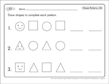 read write shape mats patterns abb printable skills sheets