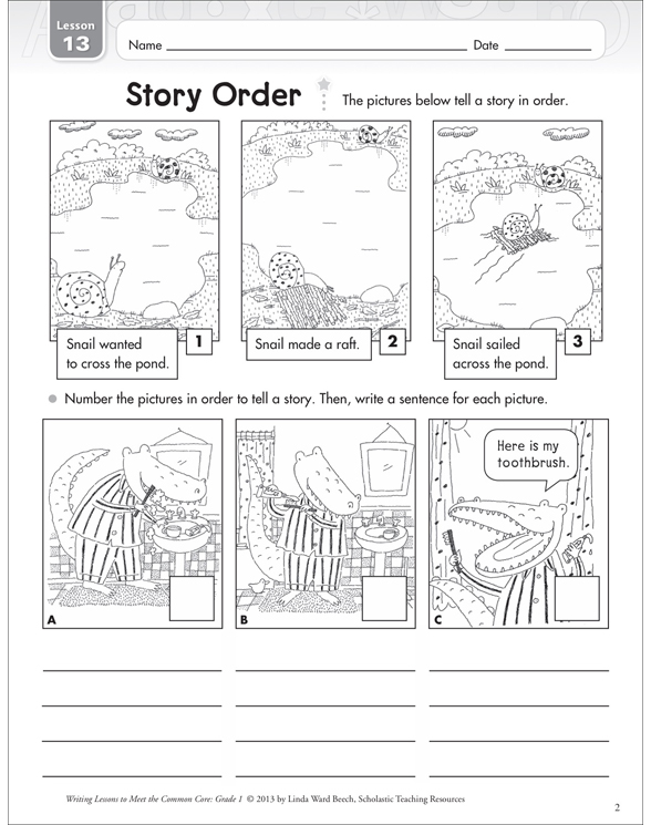 Story Order Narrative Writing Lesson Printable Skills Sheets