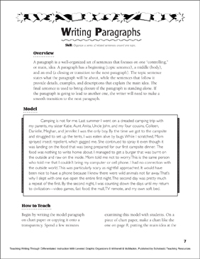 writing a paragraph lesson plan