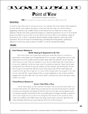 Point of View | Printable Lesson Plans and Ideas, Skills Sheets