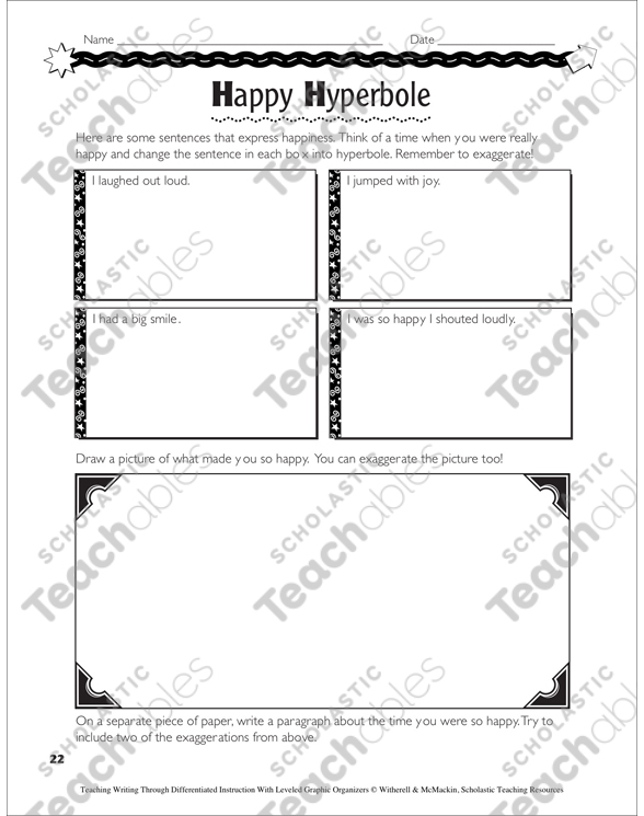 Hyperbole Graphic Organizer Figurative Language Booklet