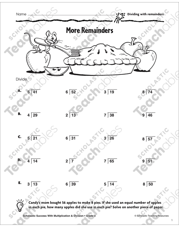 Dividing With Remainders | Printable Skills Sheets