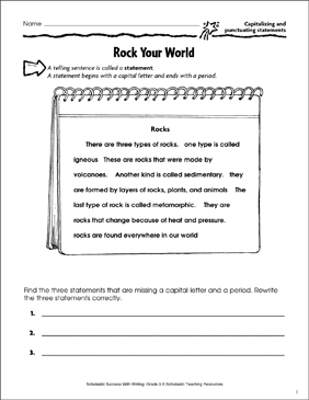 Rock Your Worldwide (Capitalizing and Punctuating Promises image about 3 Types of Rocks Printable Worksheets known as Rock Your Worldwide (Capitalizing and Punctuating Promises
