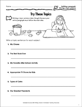 Try These Topics (Building a Paragraph: Writing a Topic ...