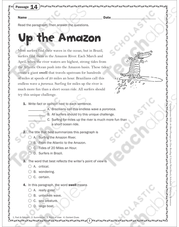 The Up the Amazon: Close Reading Passage | Printable Skills ...