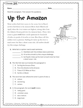The Up the Amazon: Close Reading Passage | Printable Skills ...