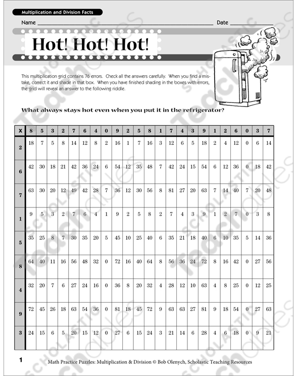 Hot! Hot! Hot! Multiplication & Division Puzzle | Printable ...