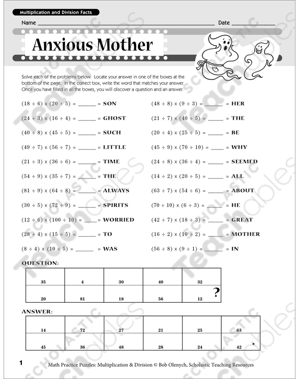 Anxious Mother: Multiplication & Division Puzzle | Printable ...