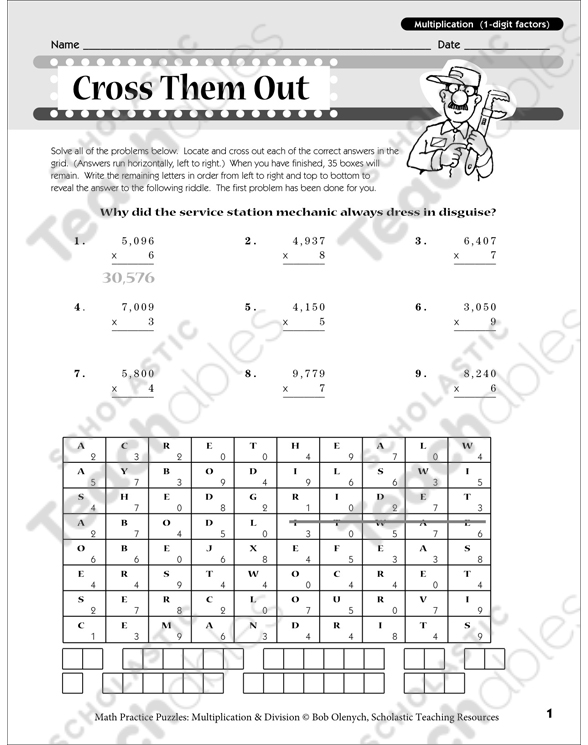 Cross Them Out: Multiplication & Division Puzzle | Printable ...