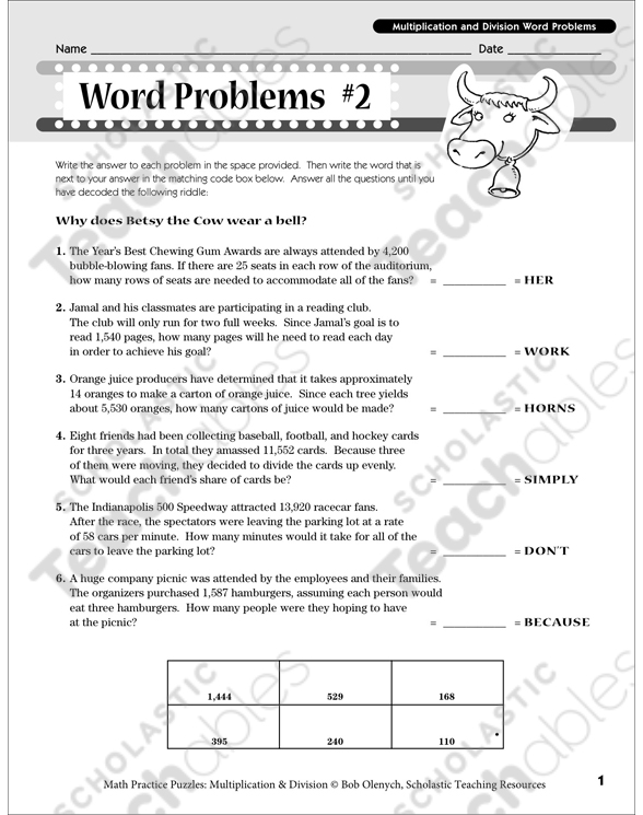 Word Problems #2: Multiplication & Division Puzzle ...