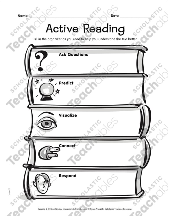 Reading Graphic Organizer: Active Reading | Printable Graphic ...