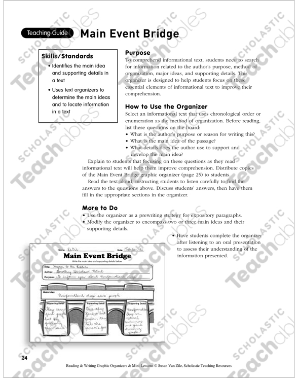 Reading Graphic Organizer: Main Event Bridge  Printable Graphic Organizers,  Skills Sheets
