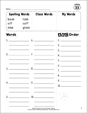 weekly spelling lesson 25 grade 2 printable skills sheets lesson plans and ideas