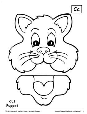 The Letter C Cat Puppet Printable Cut Pastes Arts And Crafts
