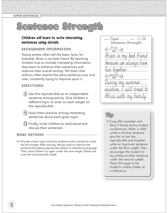 Sentence Strength (Super Sentences) Graphic Organizer Printable