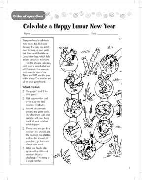 Calculate a Chinese New Year (Order of Operations ...
